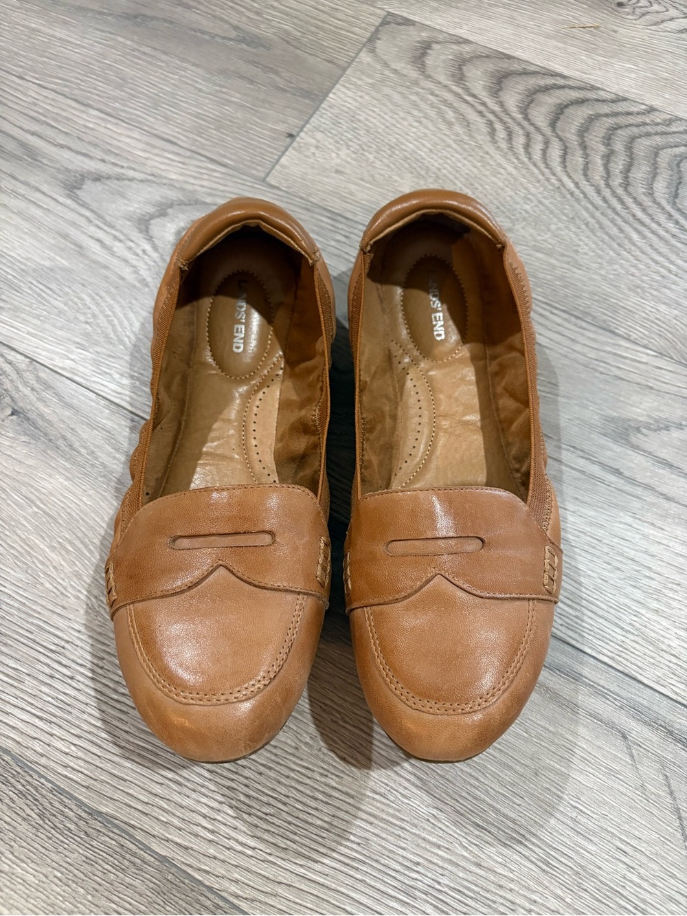 Lands' End Cognac Leather Ballet flats